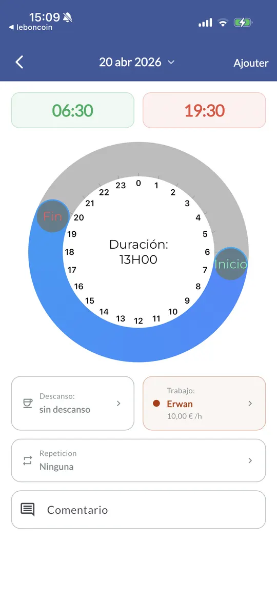 Registro en 2 toques
