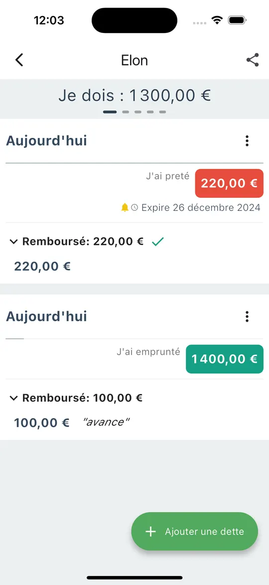 Détail d'un contact