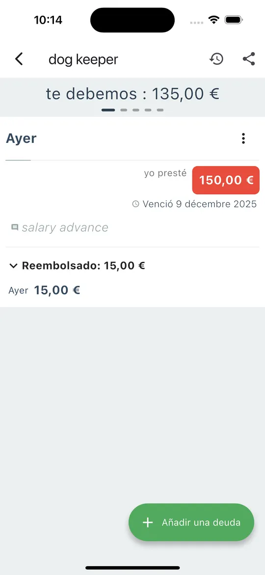 Detalle de un contacto